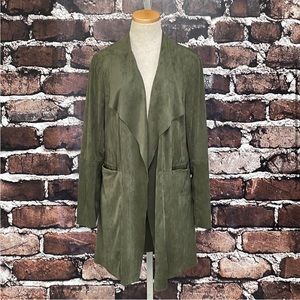 Max Studio Jacket Cardigan Olive Green Pockets Open Front Size Large